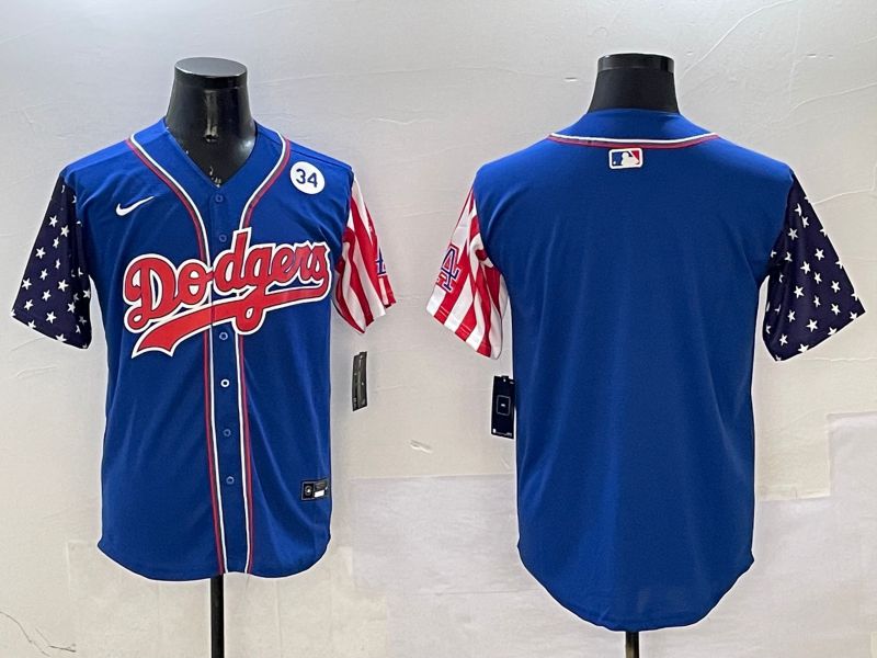 Men Los Angeles Dodgers Blank Blue a generation of national flags Joint name 2025 Nike MLB Jersey style 5